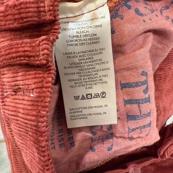 We the Free People NWT Corduroy Risk Taker High Rise Straight Red Sz 27 Western - Picture 12 of 16